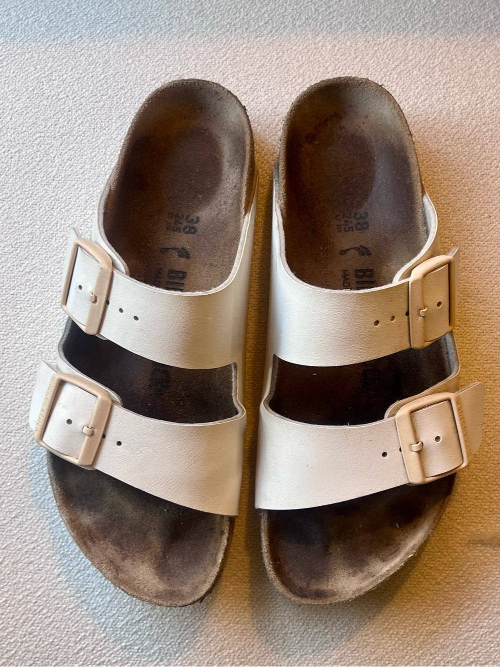 Birkenstock White Arizona Two-Strap Sandals